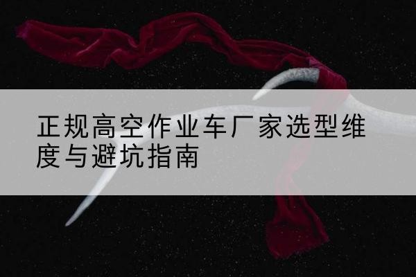 颍州高空作业车厂家-正规选型维度与避坑指南